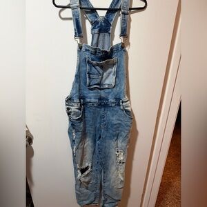 Trendy Boutique Women's Distressed Blue Overalls